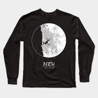 Perth, Australia City Map - Full Moon Long Sleeve T-Shirt